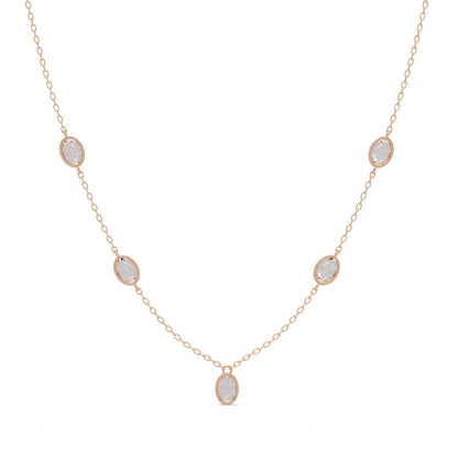 Oval Cut Lab Grown Diamond Bezel Set Station Necklace - HIGHCARAT DIAMONDS
