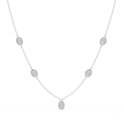 Oval Cut Lab Grown Diamond Bezel Set Station Necklace - HIGHCARAT DIAMONDS