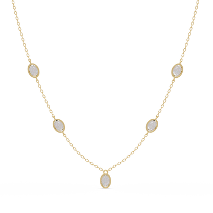 Oval Cut Lab Grown Diamond Bezel Set Station Necklace - HIGHCARAT DIAMONDS