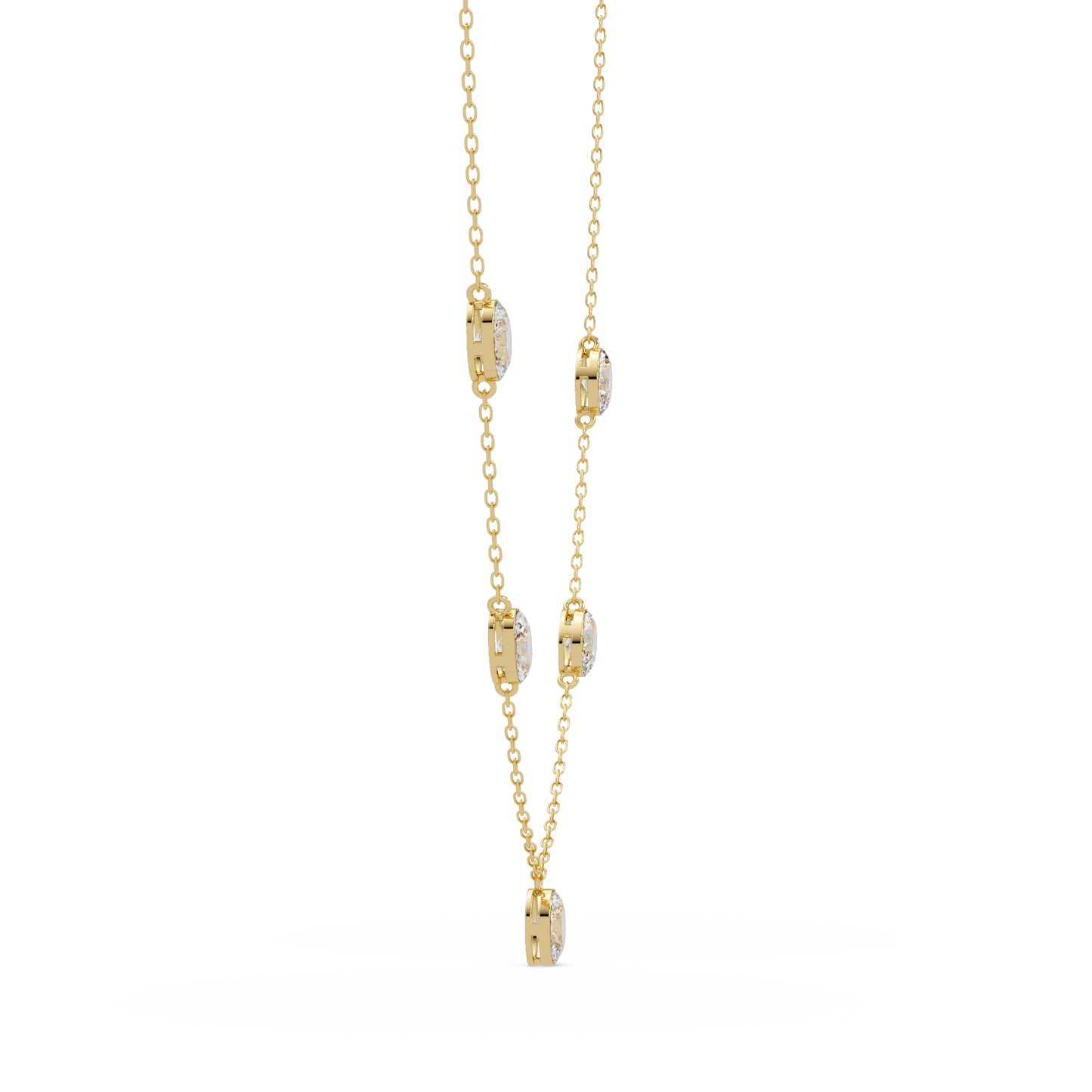 Oval Cut Lab Grown Diamond Bezel Set Station Necklace - HIGHCARAT DIAMONDS