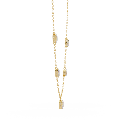 Oval Cut Lab Grown Diamond Bezel Set Station Necklace - HIGHCARAT DIAMONDS