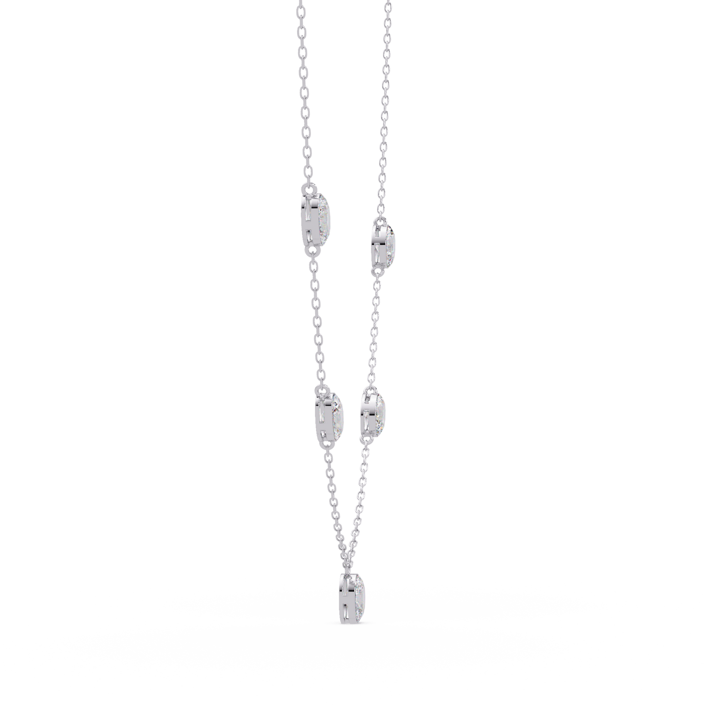 Oval Cut Lab Grown Diamond Bezel Set Station Necklace - HIGHCARAT DIAMONDS