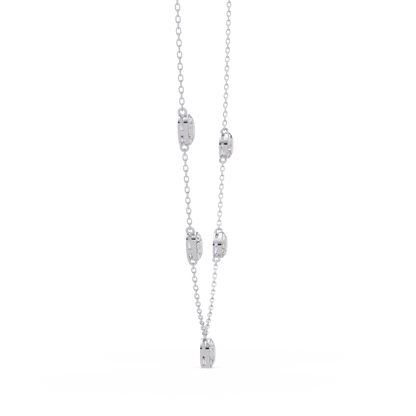 Oval Cut Lab Grown Diamond Bezel Set Station Necklace - HIGHCARAT DIAMONDS