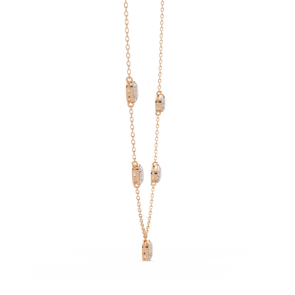 Oval Cut Lab Grown Diamond Bezel Set Station Necklace - HIGHCARAT DIAMONDS