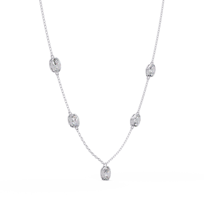 Oval Cut Lab Grown Diamond Bezel Set Station Necklace - HIGHCARAT DIAMONDS
