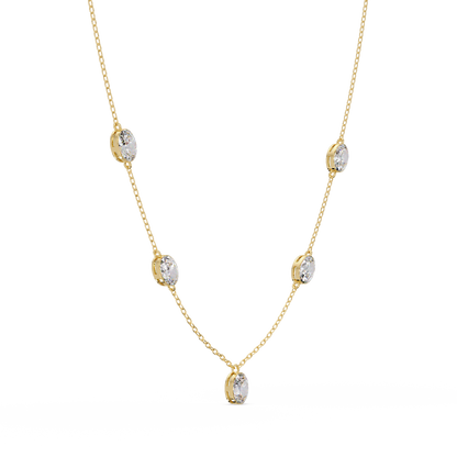 Oval Cut Lab Grown Diamond Bezel Set Station Necklace - HIGHCARAT DIAMONDS