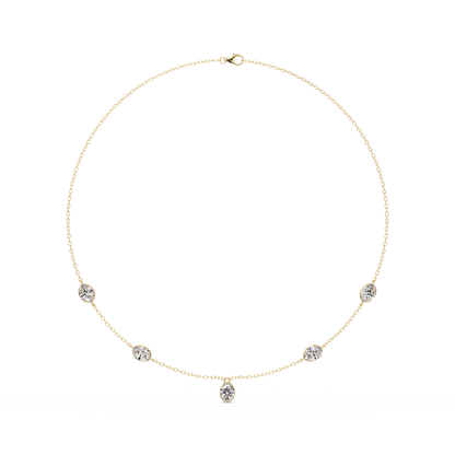 Oval Cut Lab Grown Diamond Bezel Set Station Necklace - HIGHCARAT DIAMONDS