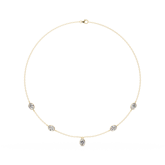 Oval Cut Lab Grown Diamond Bezel Set Station Necklace - HIGHCARAT DIAMONDS