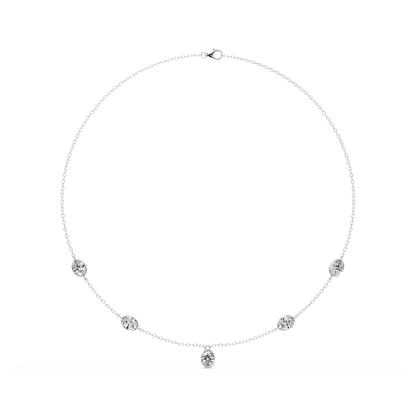 Oval Cut Lab Grown Diamond Bezel Set Station Necklace - HIGHCARAT DIAMONDS