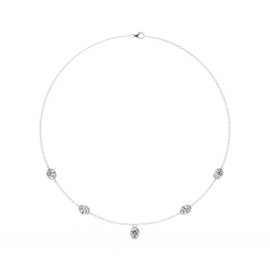 Oval Cut Lab Grown Diamond Bezel Set Station Necklace - HIGHCARAT DIAMONDS