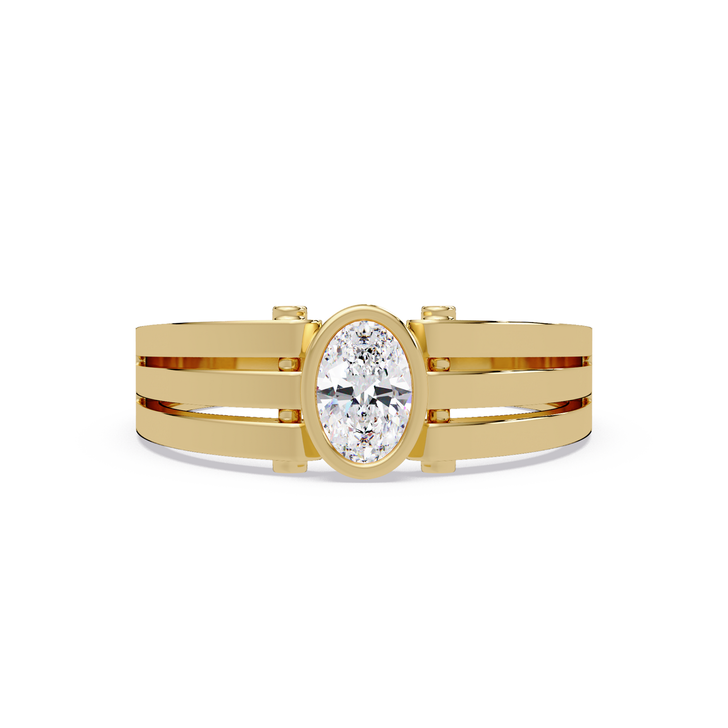 Oval Cut Lab Grown Diamond Floating Bezel Ring - HIGHCARAT DIAMONDS