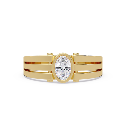 Oval Cut Lab Grown Diamond Floating Bezel Ring - HIGHCARAT DIAMONDS
