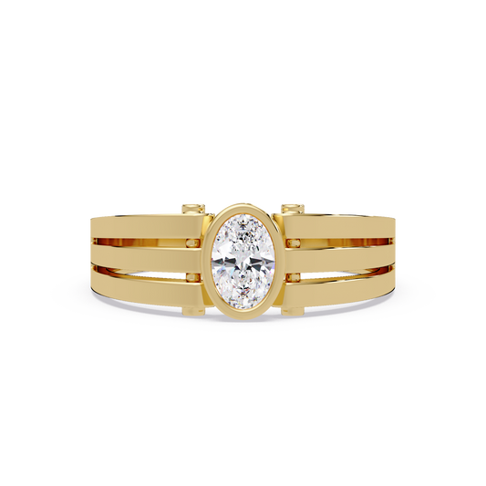 Oval Cut Lab Grown Diamond Floating Bezel Ring - HIGHCARAT DIAMONDS