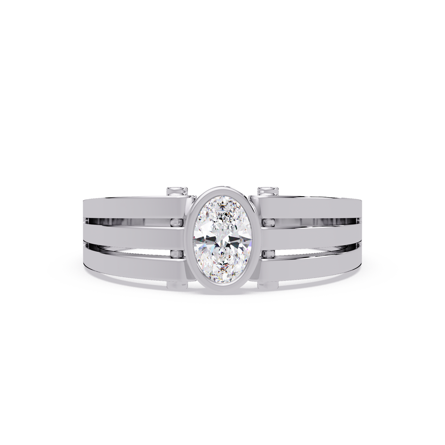 Oval Cut Lab Grown Diamond Floating Bezel Ring - HIGHCARAT DIAMONDS