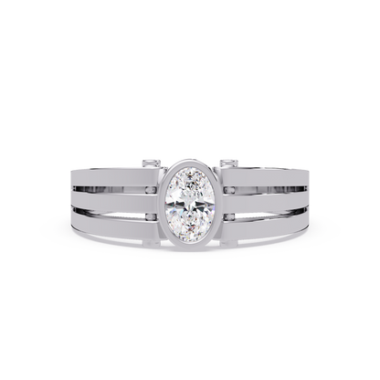 Oval Cut Lab Grown Diamond Floating Bezel Ring - HIGHCARAT DIAMONDS