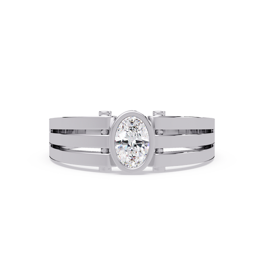 Oval Cut Lab Grown Diamond Floating Bezel Ring - HIGHCARAT DIAMONDS