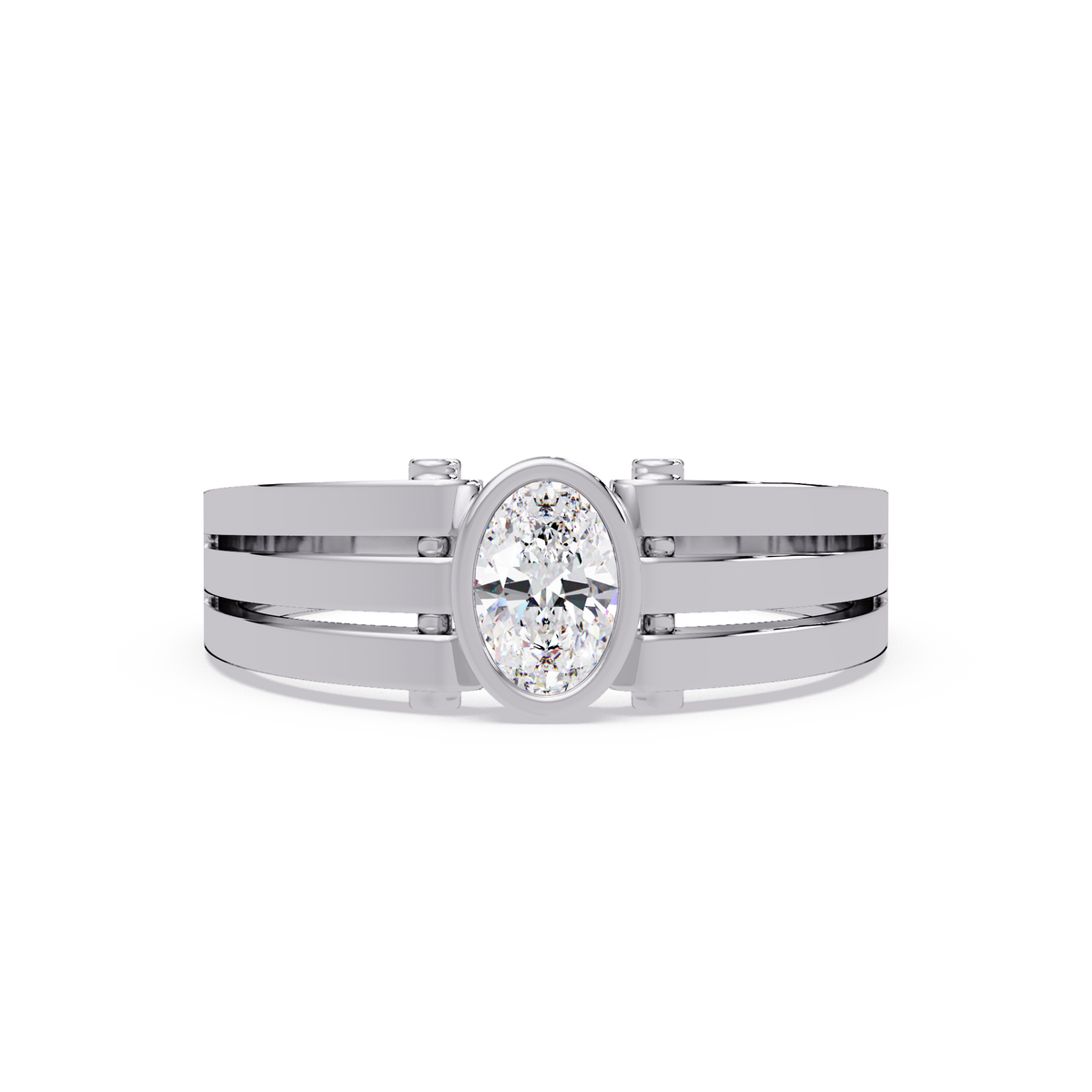 Oval Cut Lab Grown Diamond Floating Bezel Ring - HIGHCARAT DIAMONDS