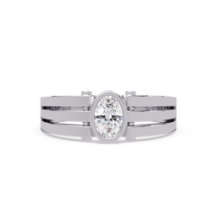 Oval Cut Lab Grown Diamond Floating Bezel Ring - HIGHCARAT DIAMONDS