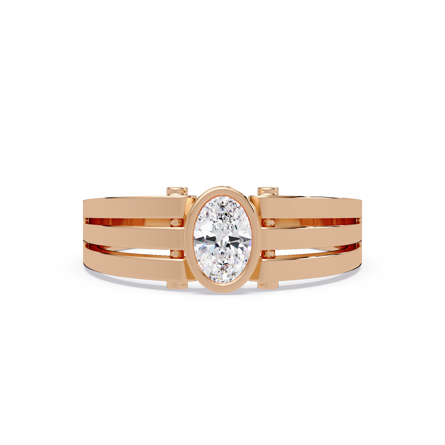 Oval Cut Lab Grown Diamond Floating Bezel Ring - HIGHCARAT DIAMONDS
