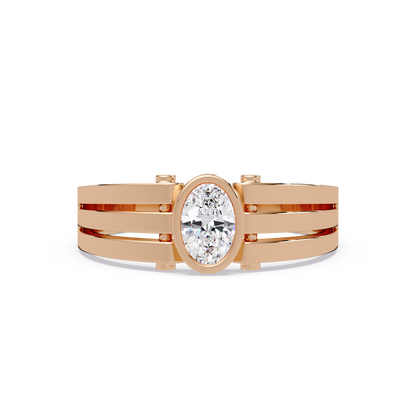 Oval Cut Lab Grown Diamond Floating Bezel Ring - HIGHCARAT DIAMONDS