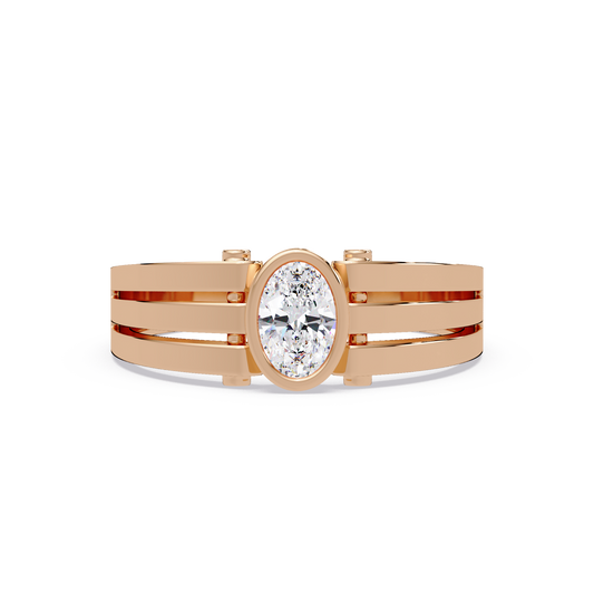 Oval Cut Lab Grown Diamond Floating Bezel Ring - HIGHCARAT DIAMONDS