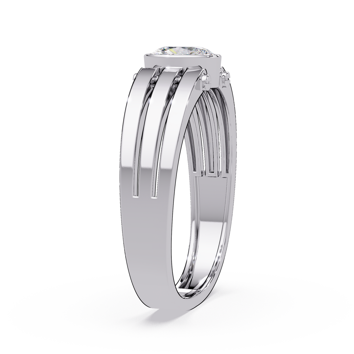 Oval Cut Lab Grown Diamond Floating Bezel Ring - HIGHCARAT DIAMONDS