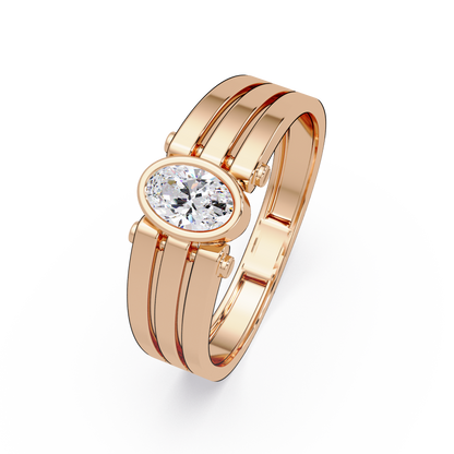 Oval Cut Lab Grown Diamond Floating Bezel Ring - HIGHCARAT DIAMONDS