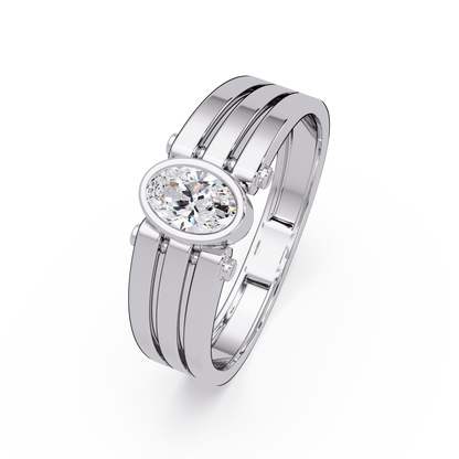 Oval Cut Lab Grown Diamond Floating Bezel Ring - HIGHCARAT DIAMONDS