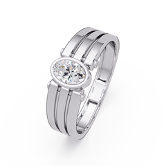 Oval Cut Lab Grown Diamond Floating Bezel Ring - HIGHCARAT DIAMONDS