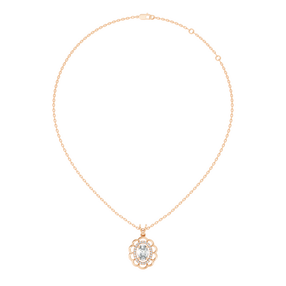 Halo Classic Round Pendant with 1.39 Ct Oval Cut Lab-Grown Diamond Jewelry for Her - HIGHCARAT DIAMONDS
