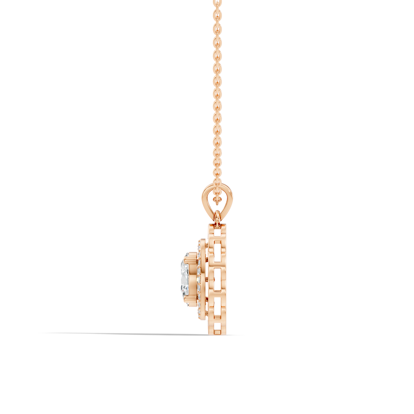 Halo Classic Round Pendant with 1.39 Ct Oval Cut Lab-Grown Diamond Jewelry for Her - HIGHCARAT DIAMONDS