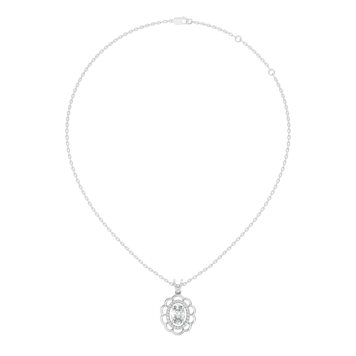 Halo Classic Round Pendant with 1.39 Ct Oval Cut Lab-Grown Diamond Jewelry for Her - HIGHCARAT DIAMONDS