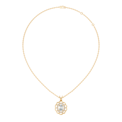 Halo Classic Round Pendant with 1.39 Ct Oval Cut Lab-Grown Diamond Jewelry for Her - HIGHCARAT DIAMONDS