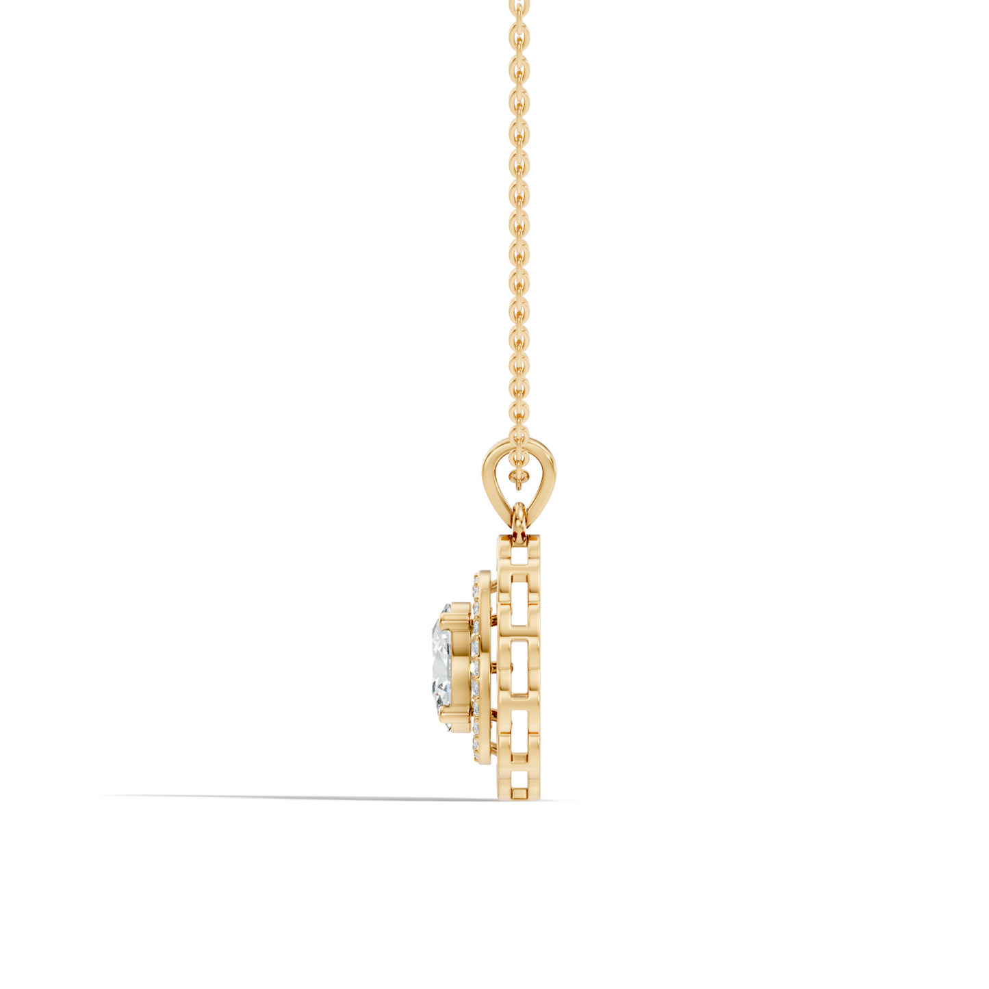 Halo Classic Round Pendant with 1.39 Ct Oval Cut Lab-Grown Diamond Jewelry for Her - HIGHCARAT DIAMONDS