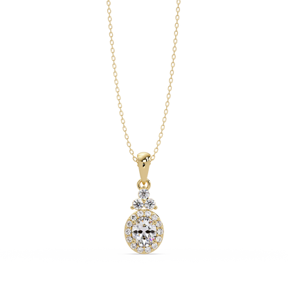 Oval Cut Lab Grown Diamond Halo Pendant Necklace - HIGHCARAT DIAMONDS