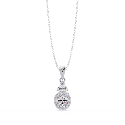 Oval Cut Lab Grown Diamond Halo Pendant Necklace - HIGHCARAT DIAMONDS