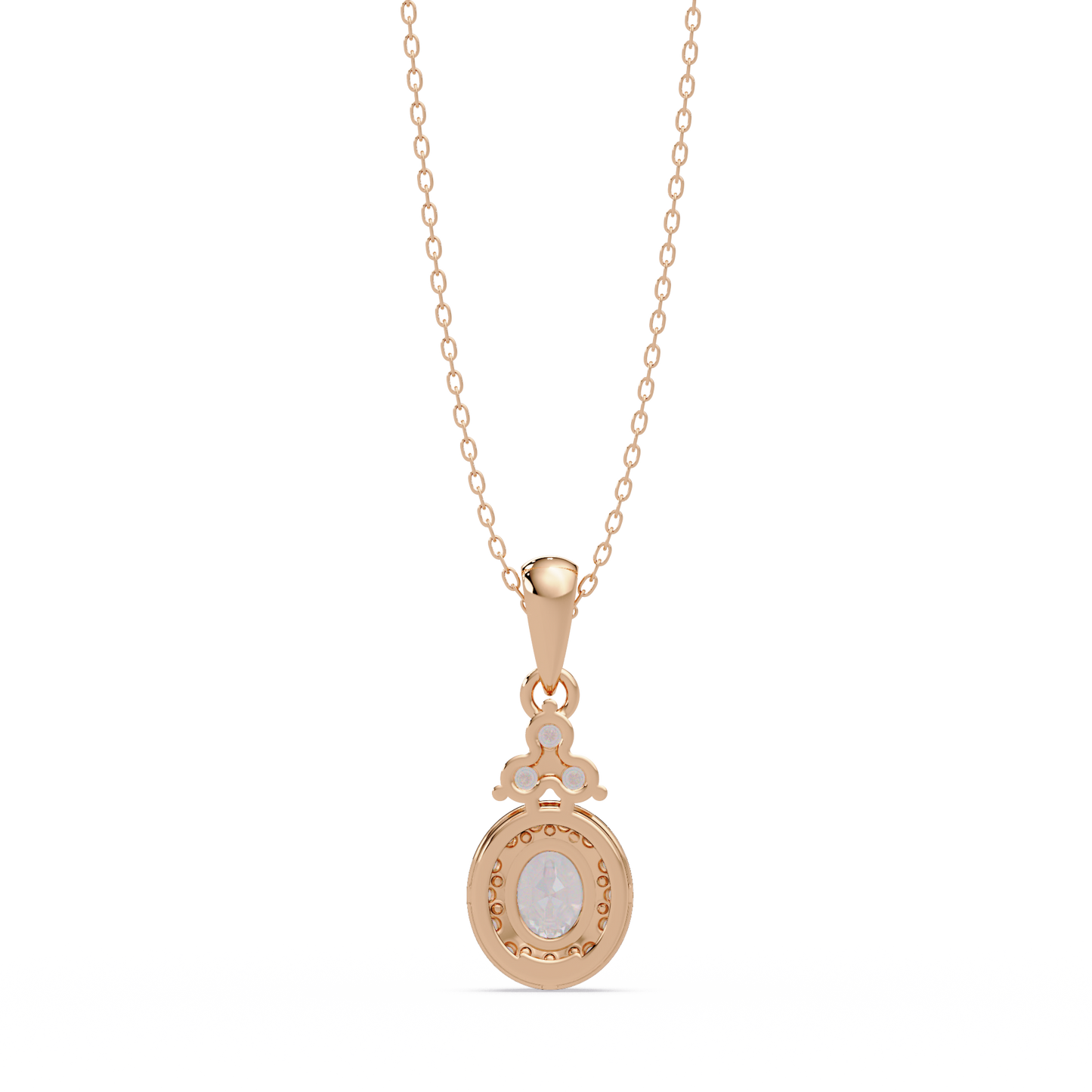Oval Cut Lab Grown Diamond Halo Pendant Necklace - HIGHCARAT DIAMONDS