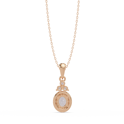 Oval Cut Lab Grown Diamond Halo Pendant Necklace - HIGHCARAT DIAMONDS