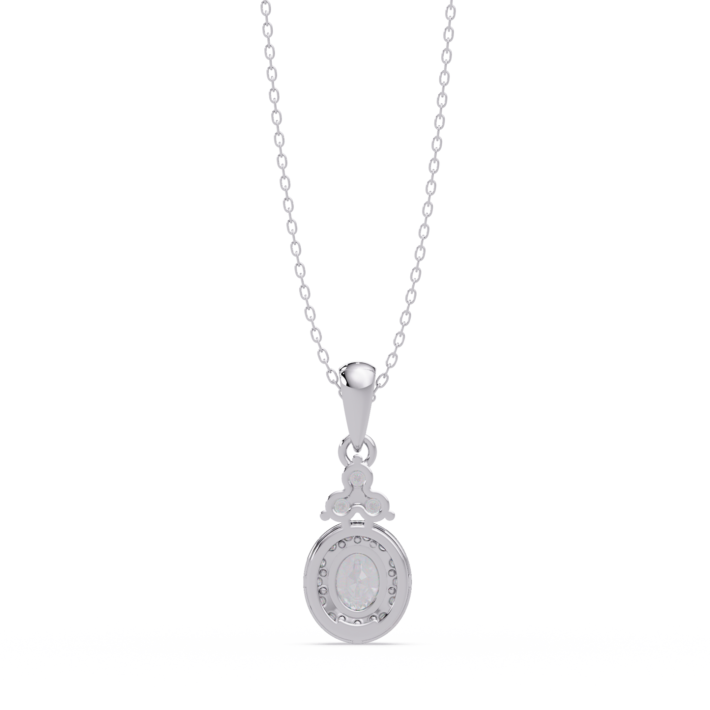 Oval Cut Lab Grown Diamond Halo Pendant Necklace - HIGHCARAT DIAMONDS