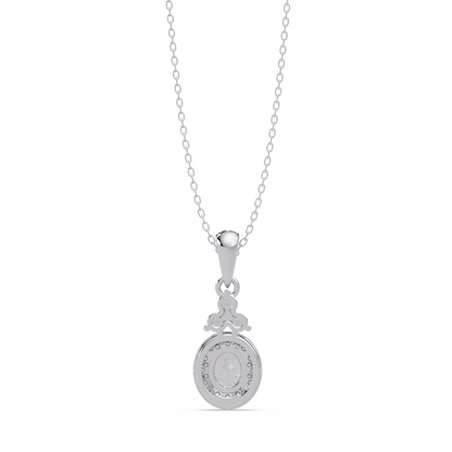 Oval Cut Lab Grown Diamond Halo Pendant Necklace - HIGHCARAT DIAMONDS