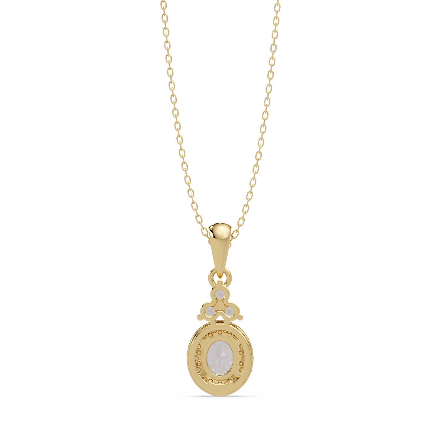 Oval Cut Lab Grown Diamond Halo Pendant Necklace - HIGHCARAT DIAMONDS
