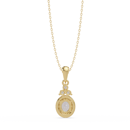 Oval Cut Lab Grown Diamond Halo Pendant Necklace - HIGHCARAT DIAMONDS