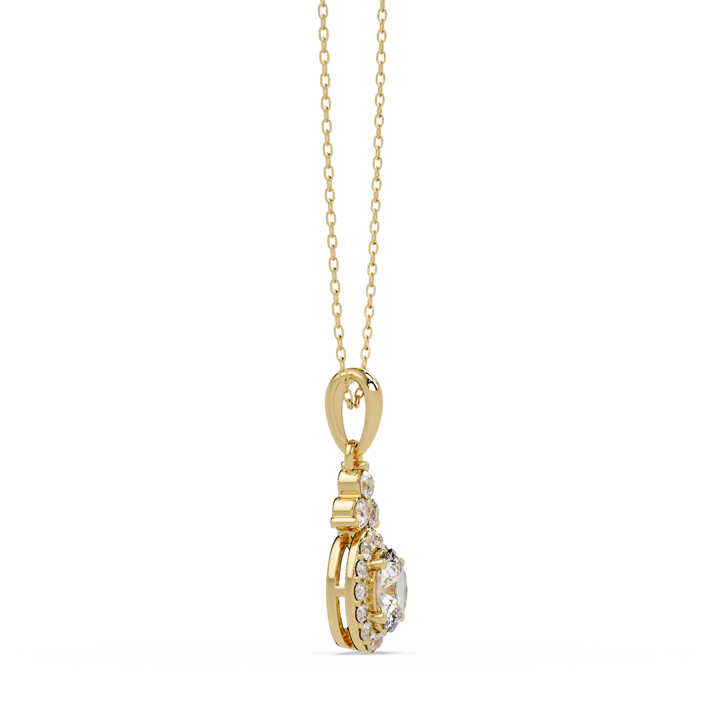 Oval Cut Lab Grown Diamond Halo Pendant Necklace - HIGHCARAT DIAMONDS