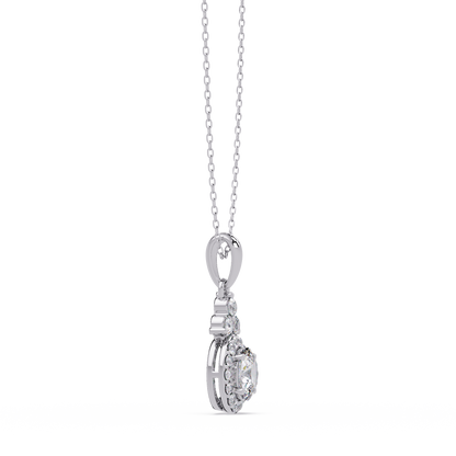 Oval Cut Lab Grown Diamond Halo Pendant Necklace - HIGHCARAT DIAMONDS