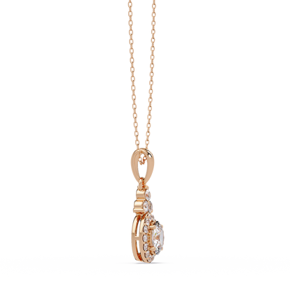 Oval Cut Lab Grown Diamond Halo Pendant Necklace - HIGHCARAT DIAMONDS
