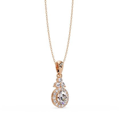 Oval Cut Lab Grown Diamond Halo Pendant Necklace - HIGHCARAT DIAMONDS