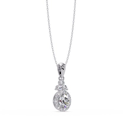 Oval Cut Lab Grown Diamond Halo Pendant Necklace - HIGHCARAT DIAMONDS