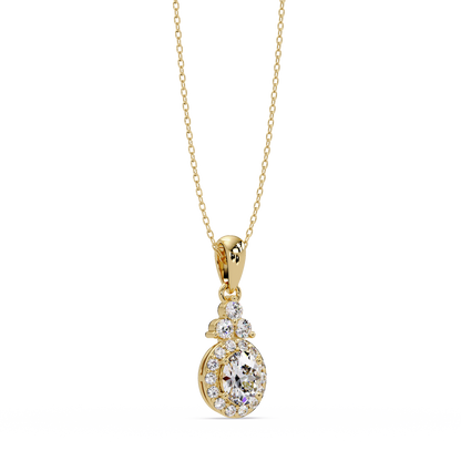 Oval Cut Lab Grown Diamond Halo Pendant Necklace - HIGHCARAT DIAMONDS