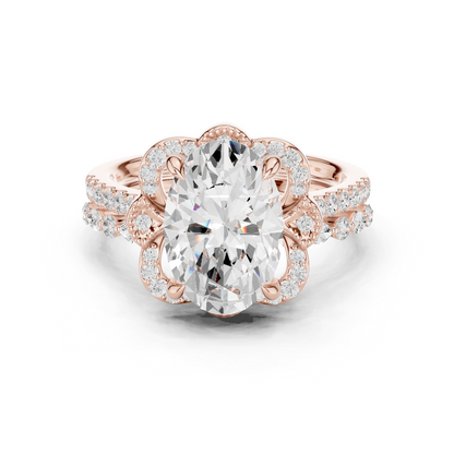 3.58 Ct Oval Marquise & Round Lab Grown Diamond Very Esthetical Party Wear Diamond Ring For Her - HIGHCARAT DIAMONDS
