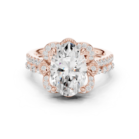 3.58 Ct Oval Marquise & Round Lab Grown Diamond Very Esthetical Party Wear Diamond Ring For Her - HIGHCARAT DIAMONDS